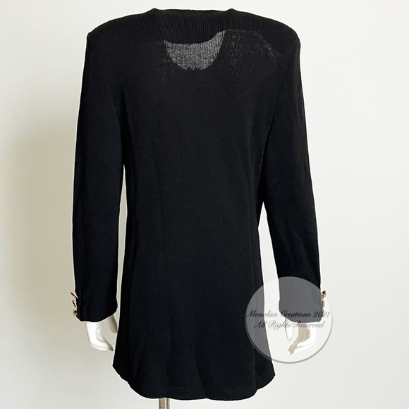 St John Knit Cardigan Jacket Collarless Black Santana Knit Basics Vintage 90s - Picture 5 of 7